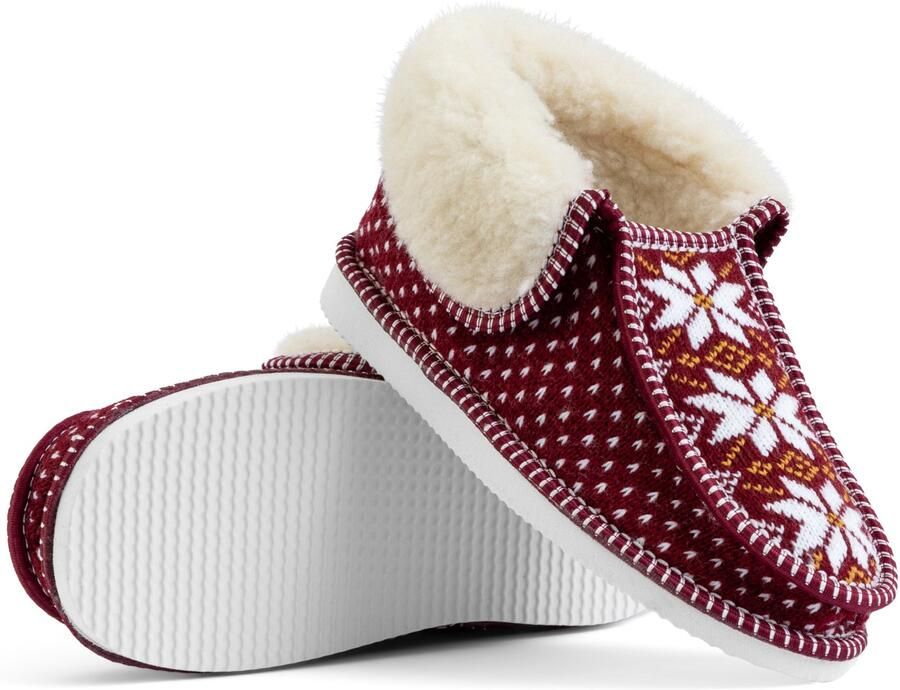 Dames Pantoffels Wol Binnenshuis Warm & Comfortabel Bordaux