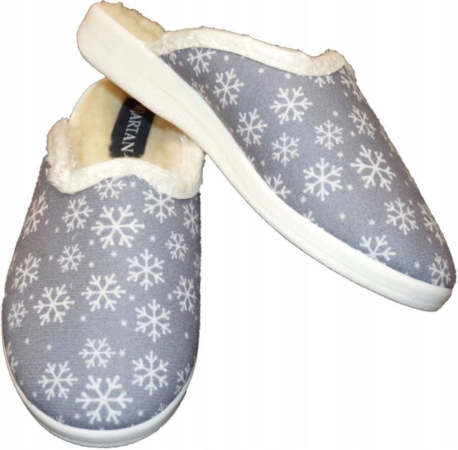 Dames Pantoffels Wol Gevoerd Antislip PU Zool Grijs Sterren