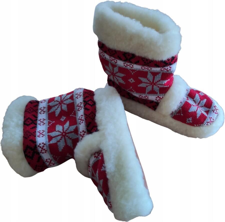 Dames Pantoffels Wol Rood Hoog Gebreid