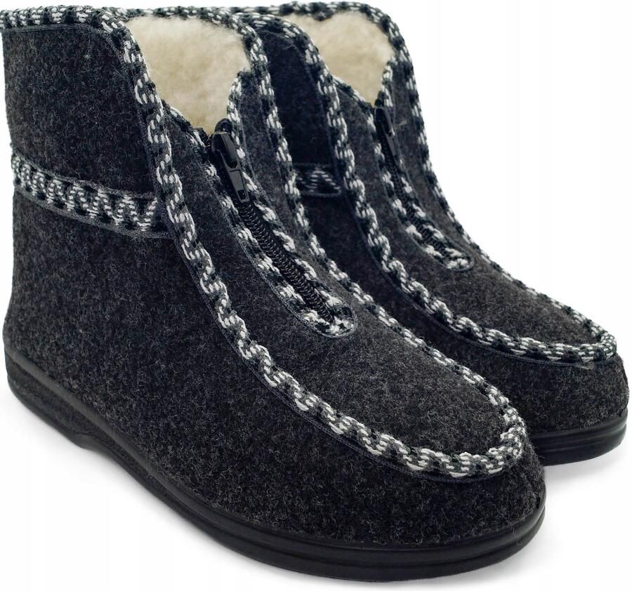 Dames Pantoffels Wol Warm Dikke Zool Rits