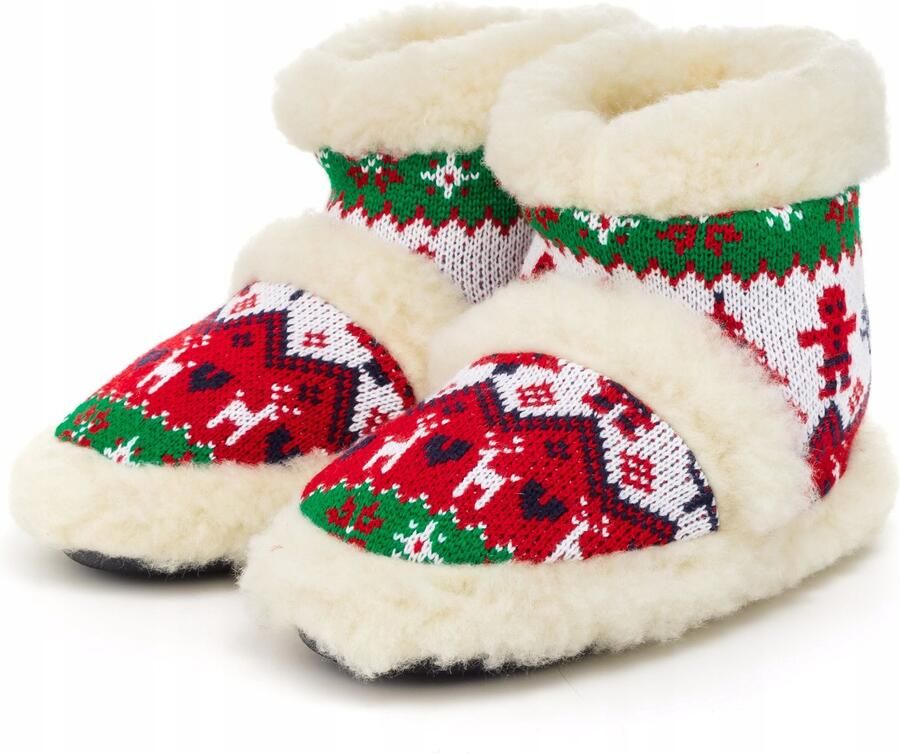 PanSzew Dames Pantoffels Wol Warme Sfeervolle Kerst Schoenen