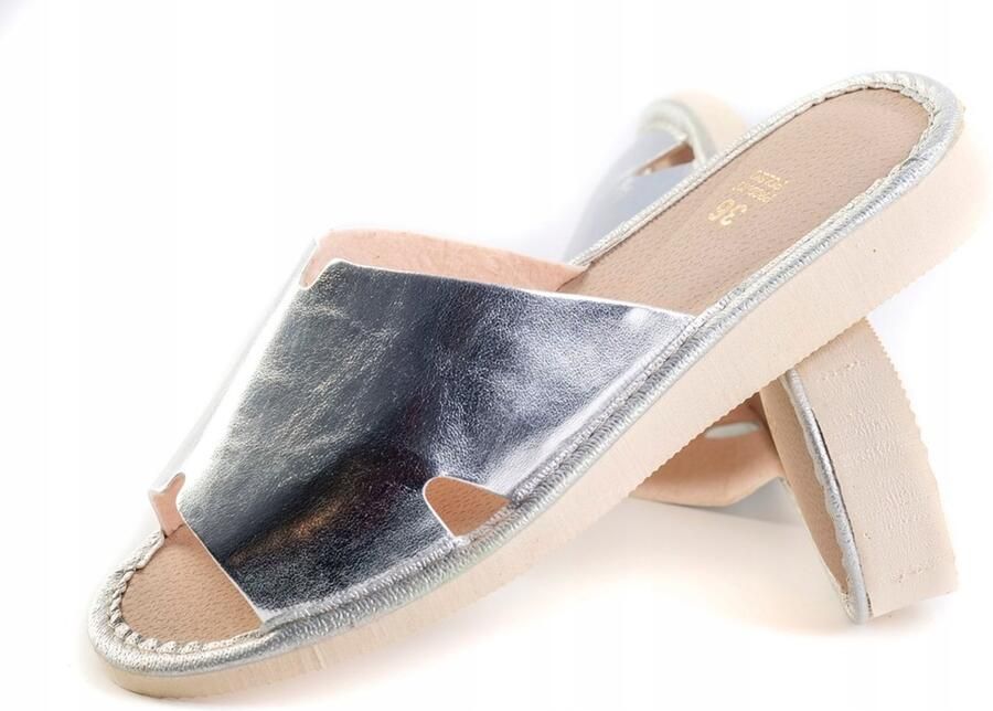 Dames pantoffels zilver comfortabele huisschoenen