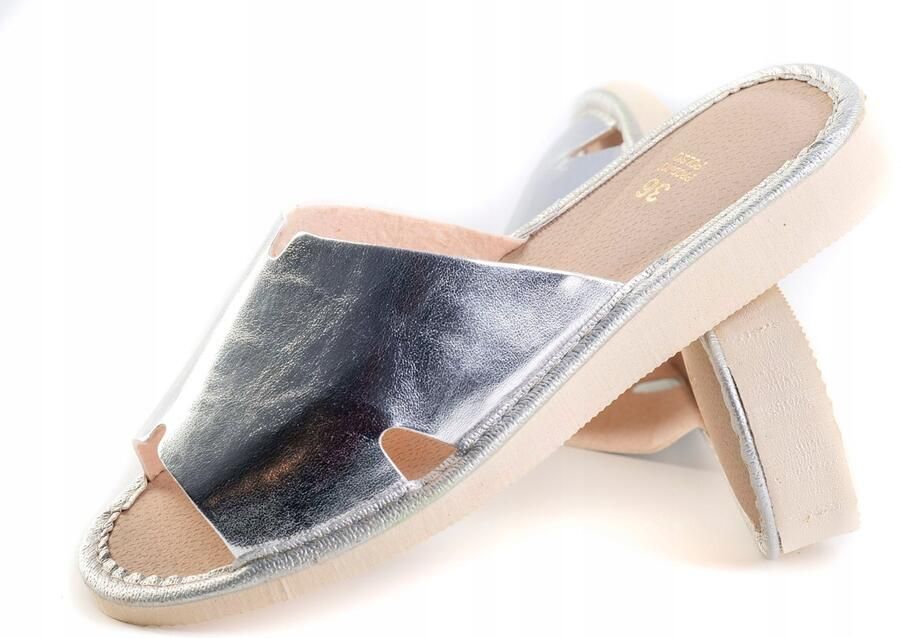 Dames pantoffels zilver lichte EVA zool handgemaakt
