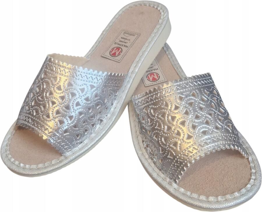 Dames Pantoffels Zilver Open Teen Sierlijk Ontwerp