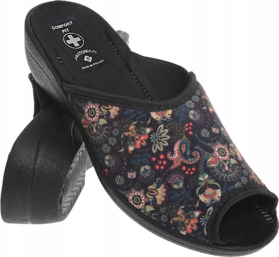 Dames Pantoffels Zwart Comfortabele Profielzolen