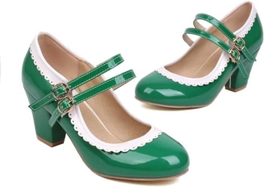 Dames Patent Mary Jane Pumps Groen