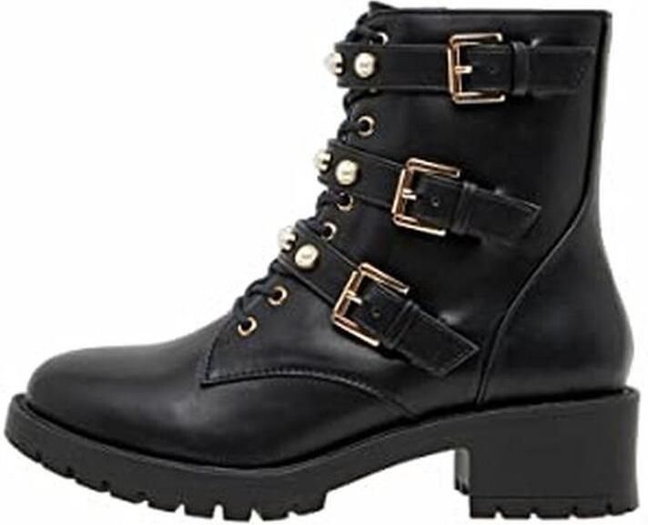 Dames Pearl Biker Boots Modieuze Enkellaarsjes voor Fashionista's