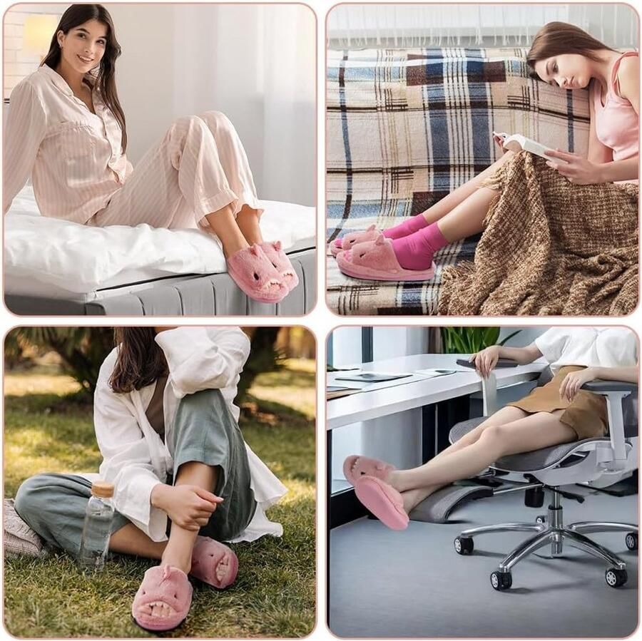 Dames Peep Toe Warm Winter Slippers met Geheugenfoam Comfortabele Huisschoenen voor Koude Dagen