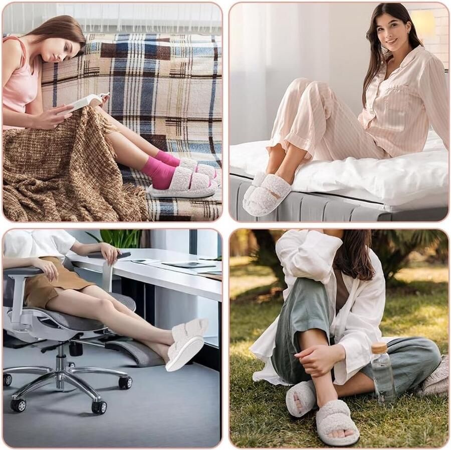 Dames Peep Toe Warm Winter Slippers met Geheugenfoam Comfortabele Huisschoenen voor Koude Dagen