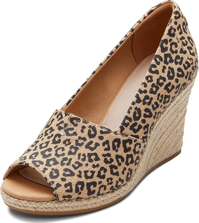 Dames Peep-toe Wedge Pumps met Canvas Bovenwerk en Touwdetails