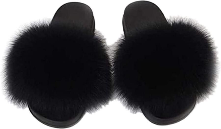 Dames Pels Pantoffels Open Teen Pluche Comfortabele Instapslippers