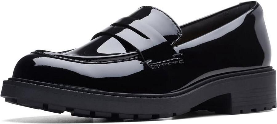 Dames Penny Loafer Platte Zwarte Instapschoenen Leer