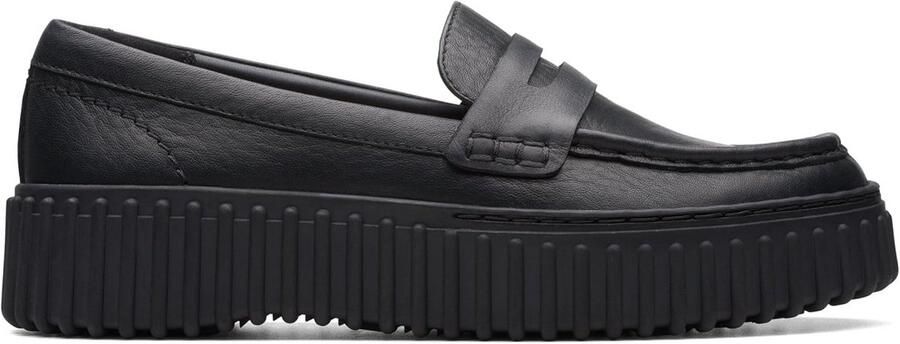Dames Penny Loafers Leer Zwart Comfortabele Instappers