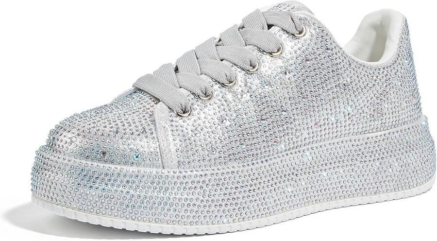 Dames Plateau Bruiloft Schoenen met Glitters en Strass Steentjes