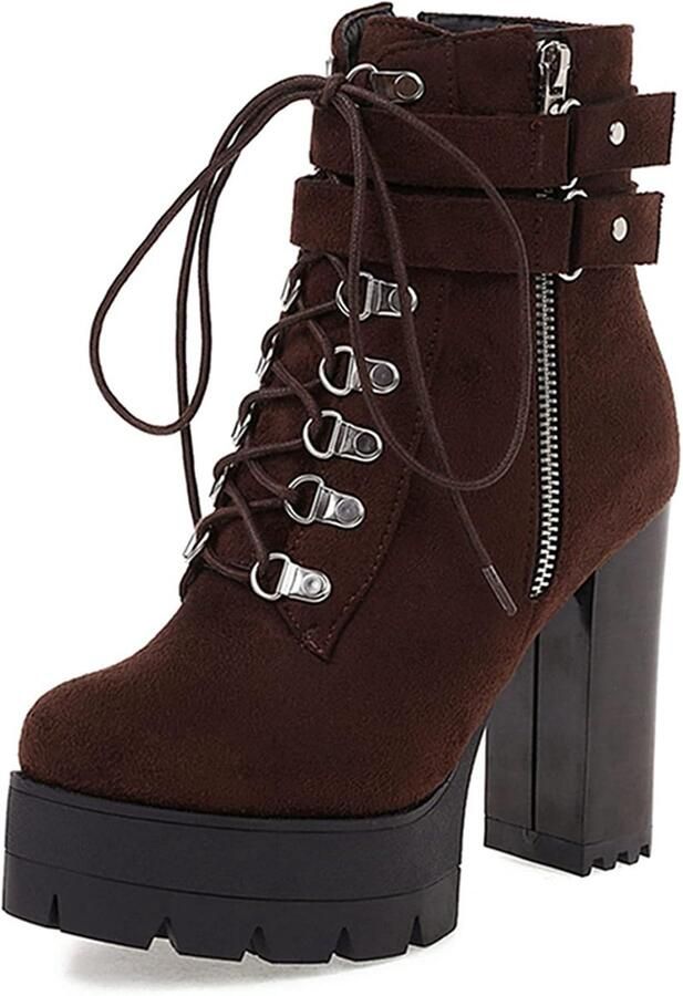 Dames Plateau Laarzen met Hoge Blokhak en Klinknagels