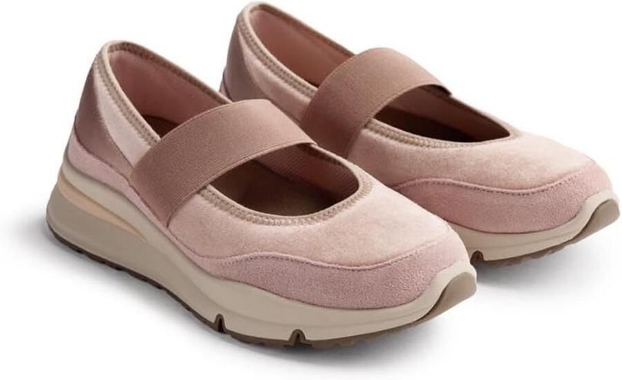 Dames Plateausneakers met Suède en Satijn Details