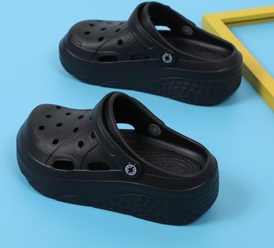 Dames platform clogs Waterdicht en slipbestendig Zwart