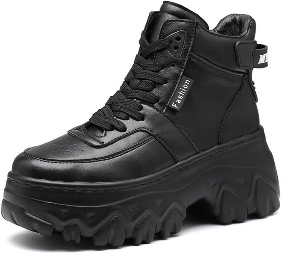 Dames Platform Dikke Zolen Sneakers Hoge Top Veter Enkellaarzen