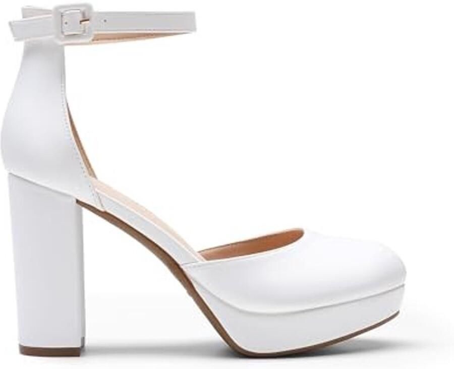Dames Platform Pumps Gesloten Neus Wit
