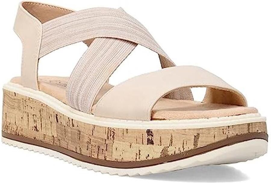 Dames platform sandaal met kurken bodem en open teen