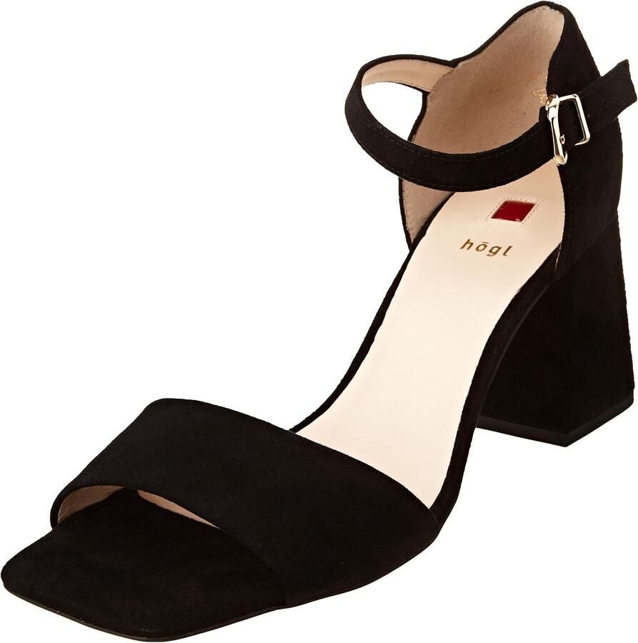 Dames Platform Sandalen met Enkelband Zwart Suède