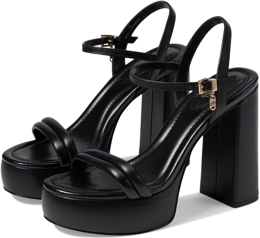 Dames Platform Sandalen met Gesp Zwart Leer