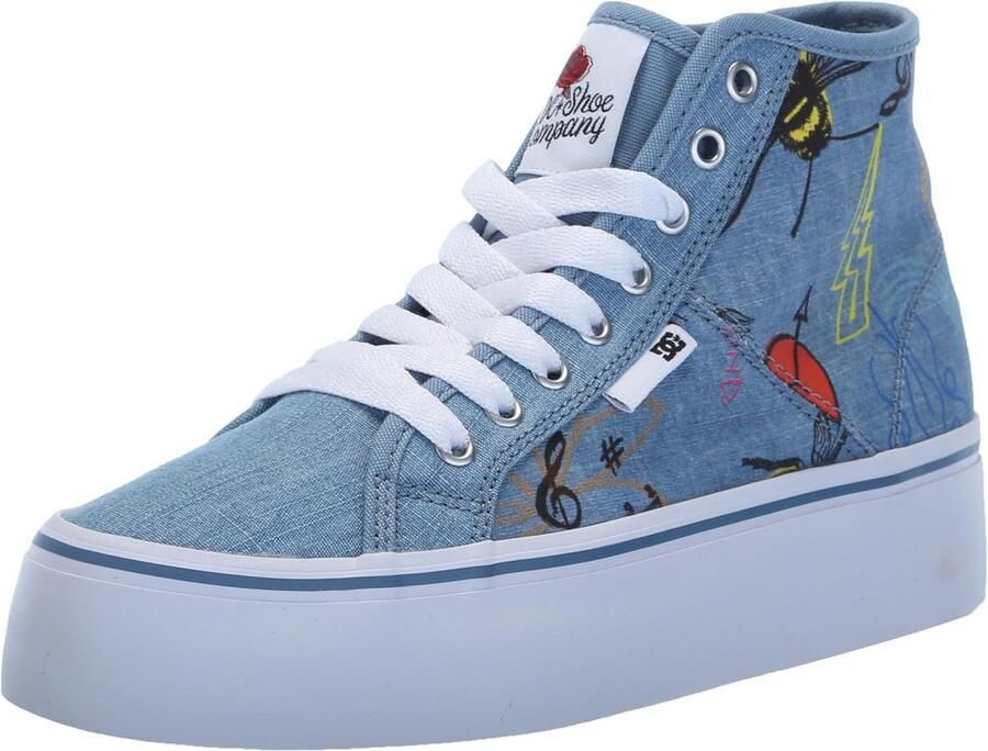 Dames Platform Skateschoenen Hoog Model Denim Blauw
