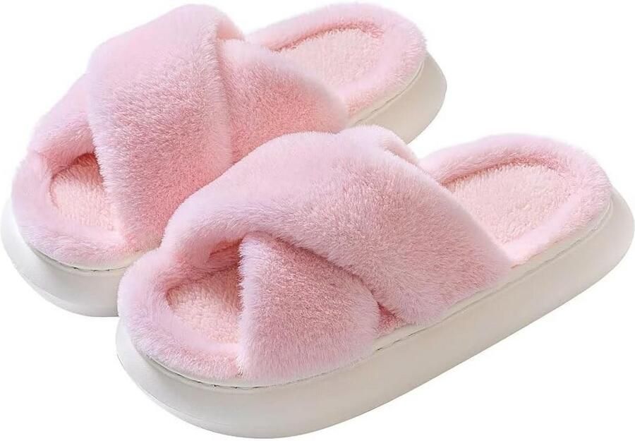 Dames Pluche Plateau Slippers Comfortabele Indoor & Outdoor Huis- of Slaapkamer Schoenen
