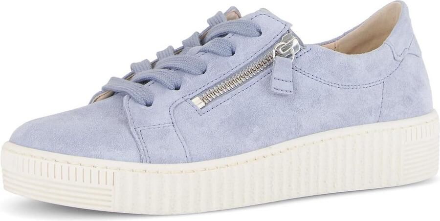 Dames Platform Sneaker van Leer met Comfort Voetbed en Brede Veters