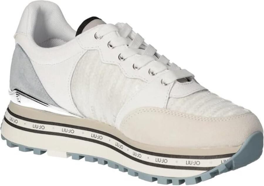 Dames platform sneaker wit met pailletten