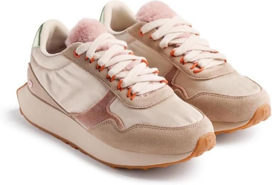 Dames Sneakers met Plateauzool en Bontdetail Comfortabele Sportschoenen