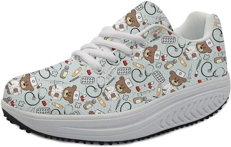 Dames Platform Sneakers met Verborgen Hak Ademend en Lichtgewicht Wandelschoenen