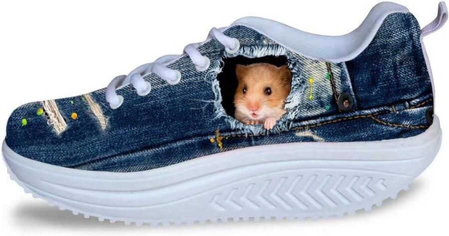 Dames Platform Sneakers met Verborgen Hakverhoging Ademende Wedge Sportschoenen