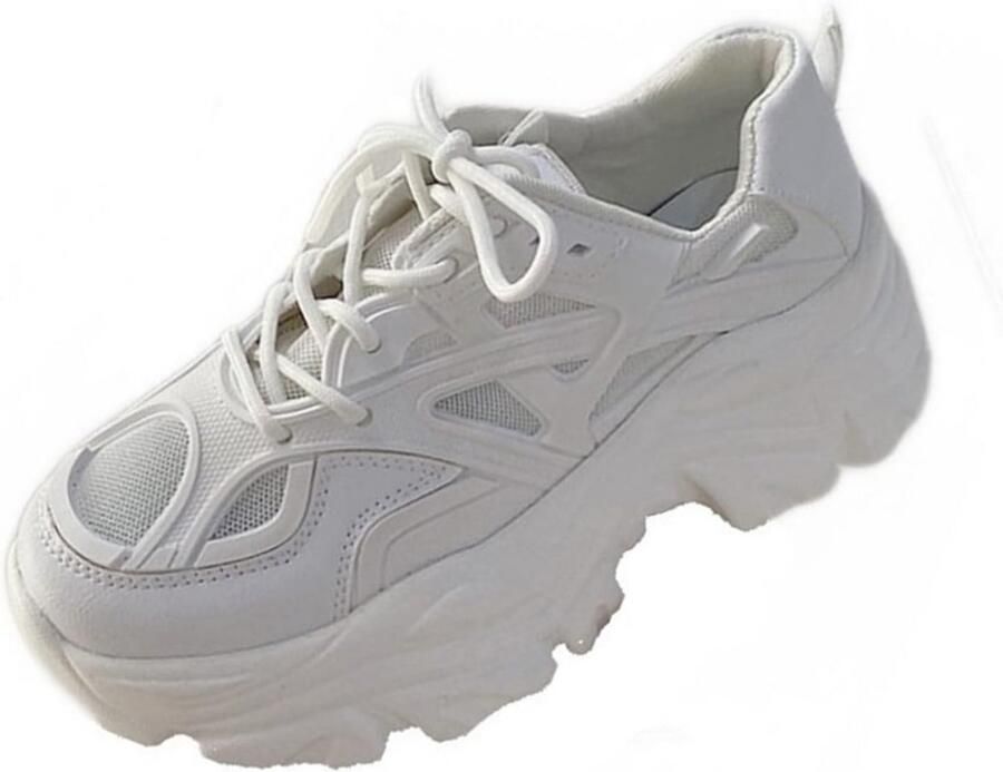 Dames Platformsneakers Chunky Zwart Sportieve Wandelschoenen met Wedge Hak