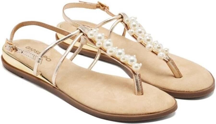 Dames Platte Leren Sandalen met Sierdetails