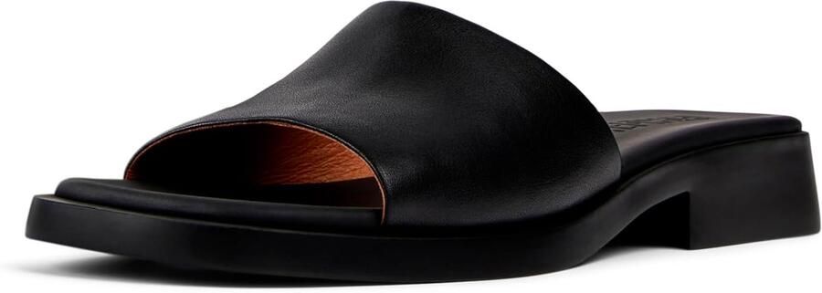 Dames Platte Sandalen Leer Slip-On Zwart