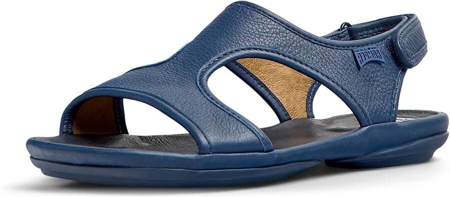 Dames Platte Sandalen met Bandjes Blauw Leer