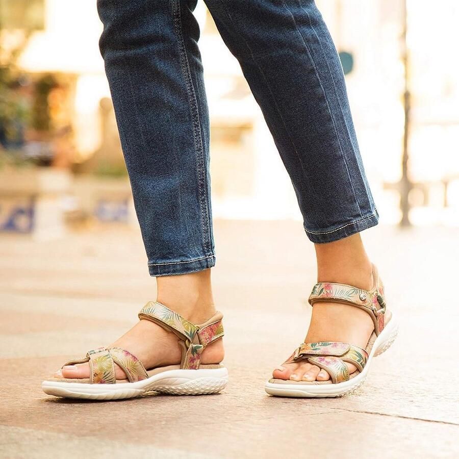 Dames Platte Sandalen met Klittenband en Comfortabele Zool Gemaakt in Spanje