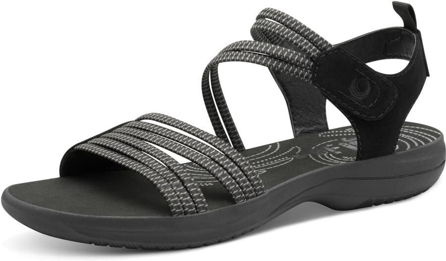 Dames Platte Sandalen met Klittenband Zwart