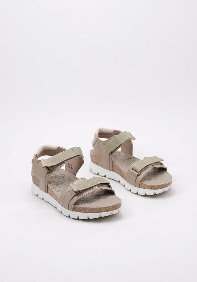 Dames Platte Sandalen met Klittenbandsluiting Zwart Leer
