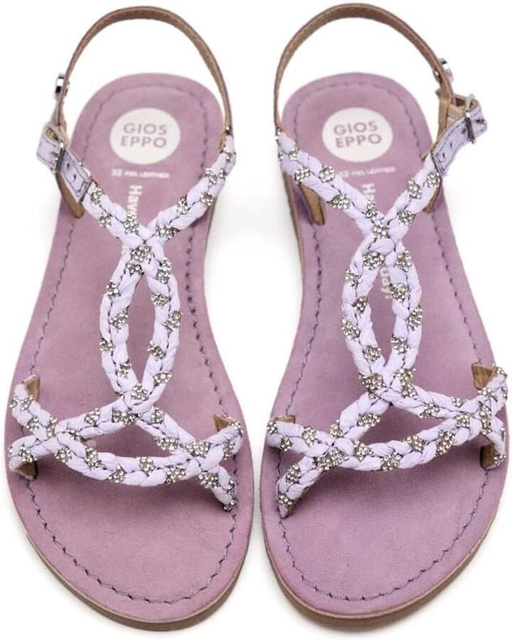 Dames Platte Sandalen met Kristallen en Gesp