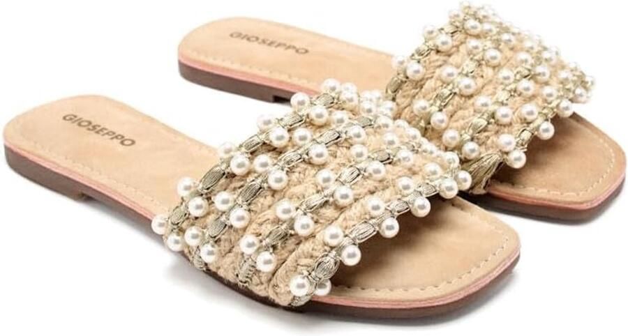 Platte Sandalen met Parels