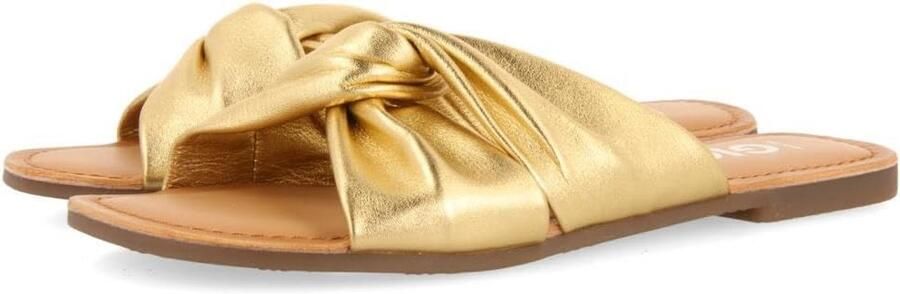 Dames Platte Sandalen Oranje Leer Kruisband Zomer