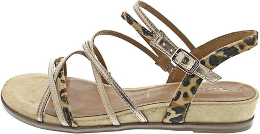 Dames platte sandalen TAN Comb in