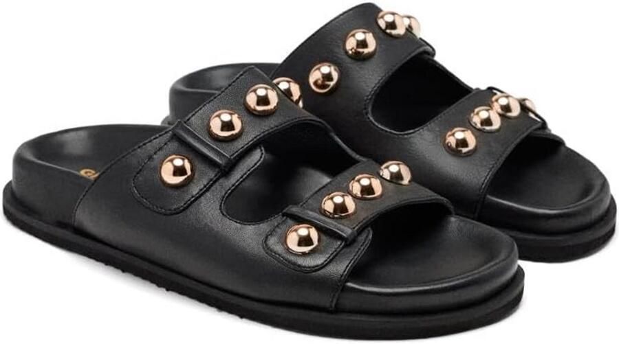 Dames Platte Sandalen van Leer met Enkelbandje