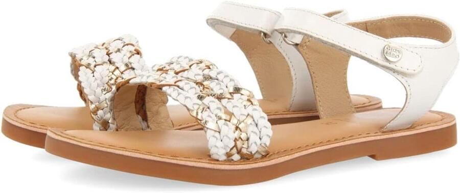 Dames Platte Sandalen Zilver Leer Gevlochten Bandjes Comfortabele Zool