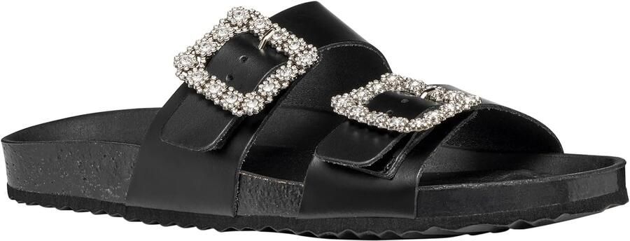 Dames Platte Sandalen Zwart Leer Ademend & Stijlvol