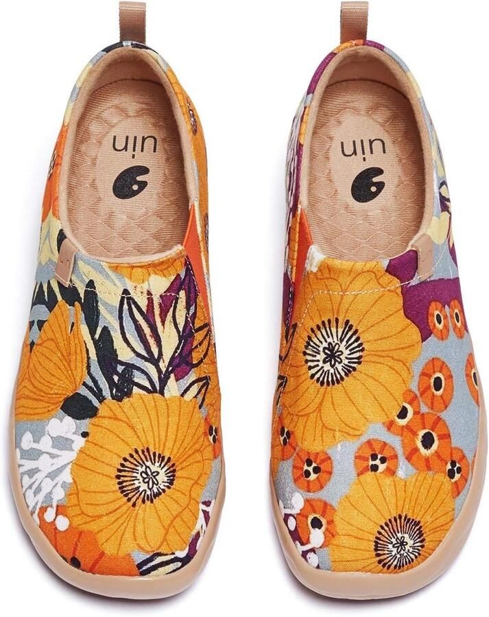 Dames Platte Schoen met Artistieke Kleurrijke Print en Comfort