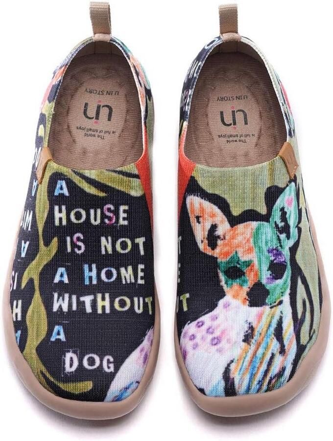 Dames Platte Schoenen Comfortabele Instappers met Artistiek Kleurrijk Print