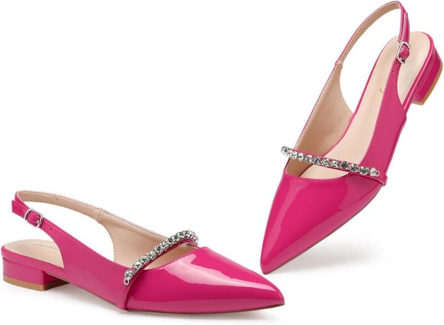 Dames Platte Schoenen met Lakleer en Stenen Comfortabele Instappers met Lage Hak